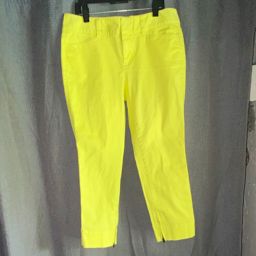 Ann Taylor LOFT Women’s Yellow Solid Ankle Pants Ankle Zip Pockets Petite 2P